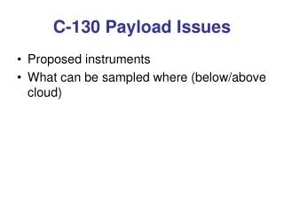 C-130 Payload Issues