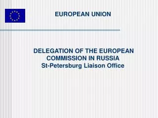 EUROPEAN UNION DELEGATION OF THE EUROPEAN COMMISSION IN RUSSIA St-Petersburg Liaison Office