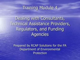 Prepared by RCAP Solutions for the PA Department of Environmental Protection
