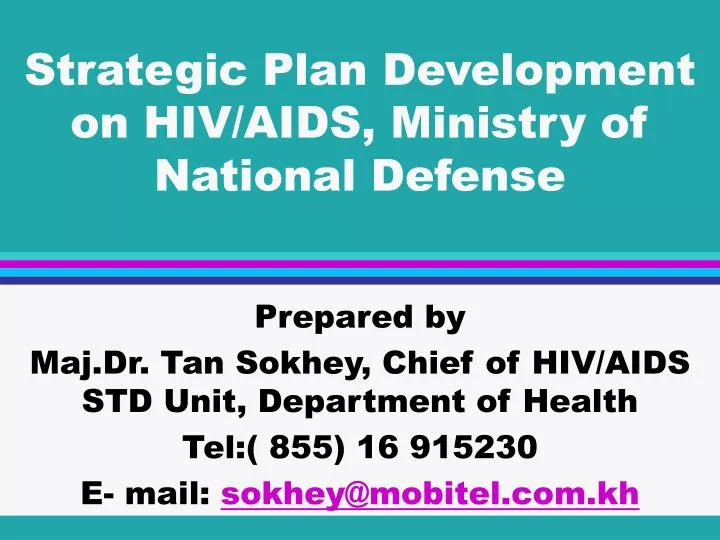 strategic plan development on hiv aids ministry of national defense