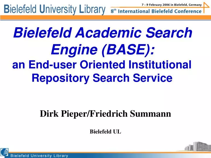 bielefeld academic search engine base an end user oriented institutional repository search service