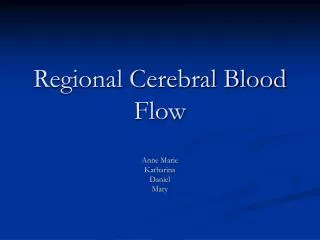 Regional Cerebral Blood Flow