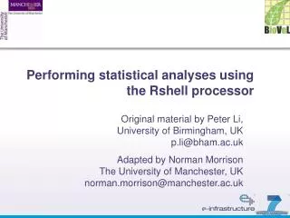 Performing statistical analyses using the Rshell processor