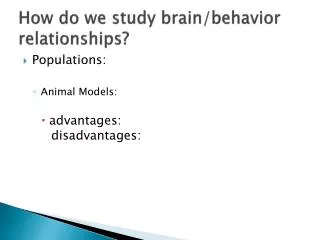 How do we study brain/behavior relationships?