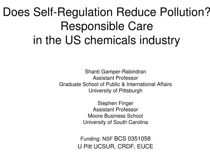 does self regulation reduce pollution responsible care in the us chemicals industry