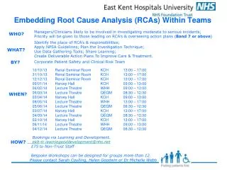 Embedding Root Cause Analysis (RCAs) Within Teams