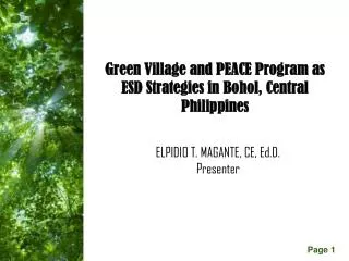 Green Village and PEACE Program as ESD Strategies in Bohol, Central Philippines