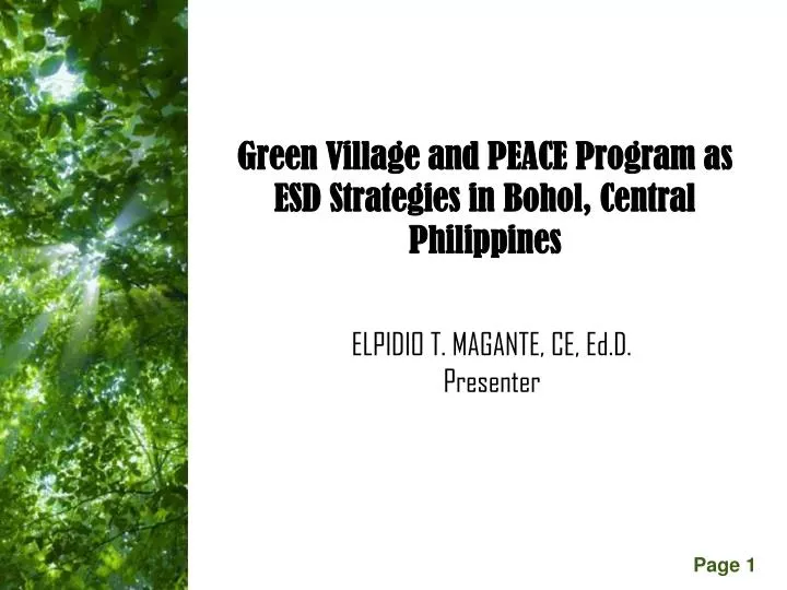 green village and peace program as esd strategies in bohol central philippines