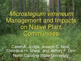 Microstegium vimineum Management and Impacts on Native Plant Communities