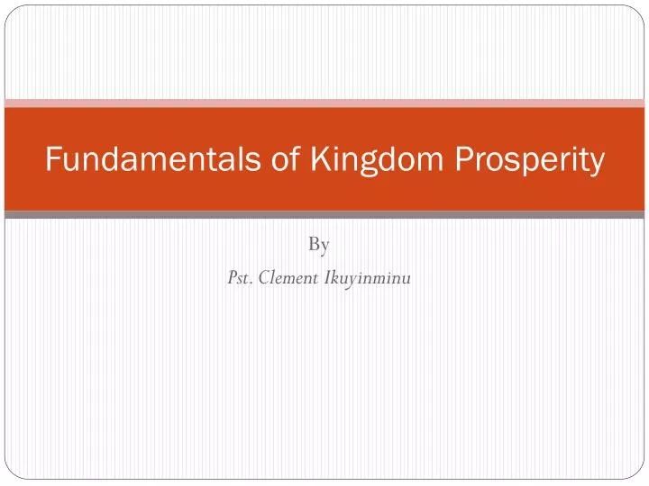 fundamentals of kingdom prosperity