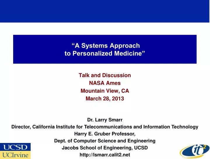 a systems approach to personalized medicine