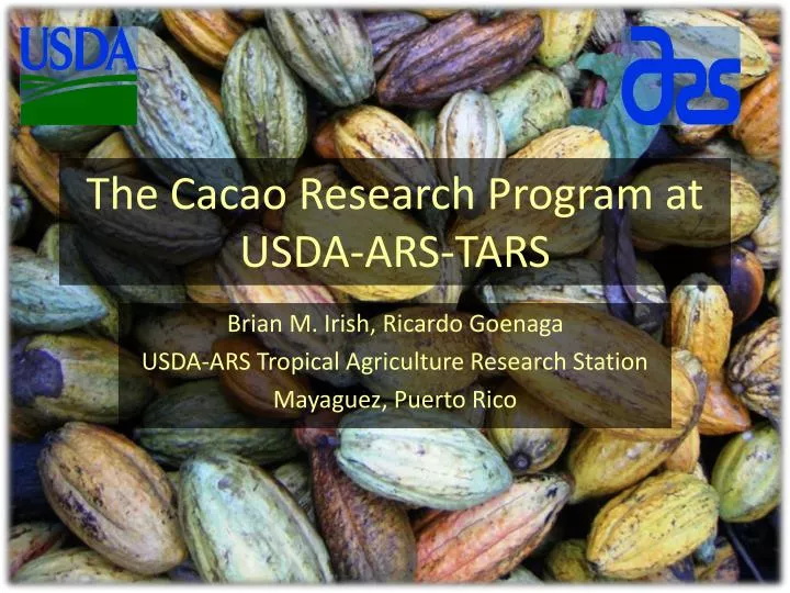 the cacao research program at usda ars tars