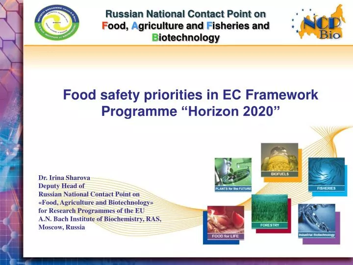 russian national contact point on f ood a griculture and f isheries and b iotechnology