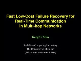 Fast Low-Cost Failure Recovery for Real-Time Communication in Multi-hop Networks