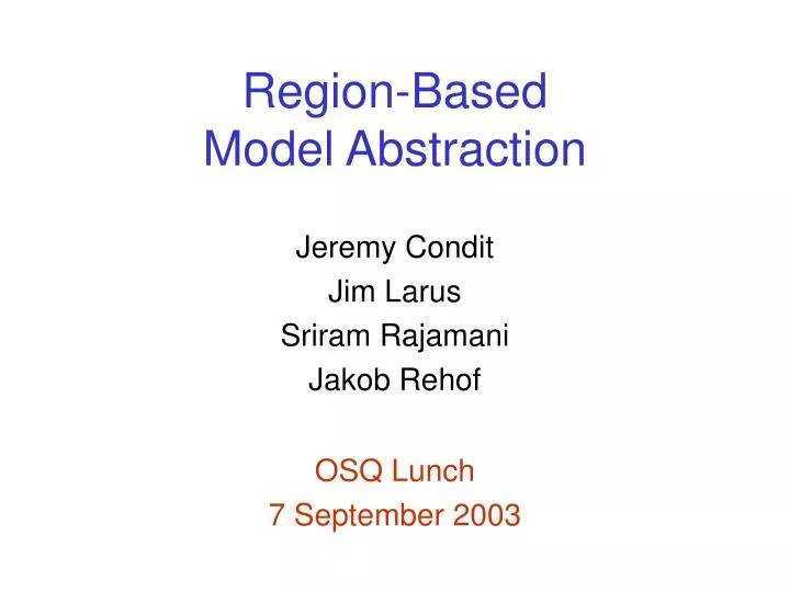 region based model abstraction