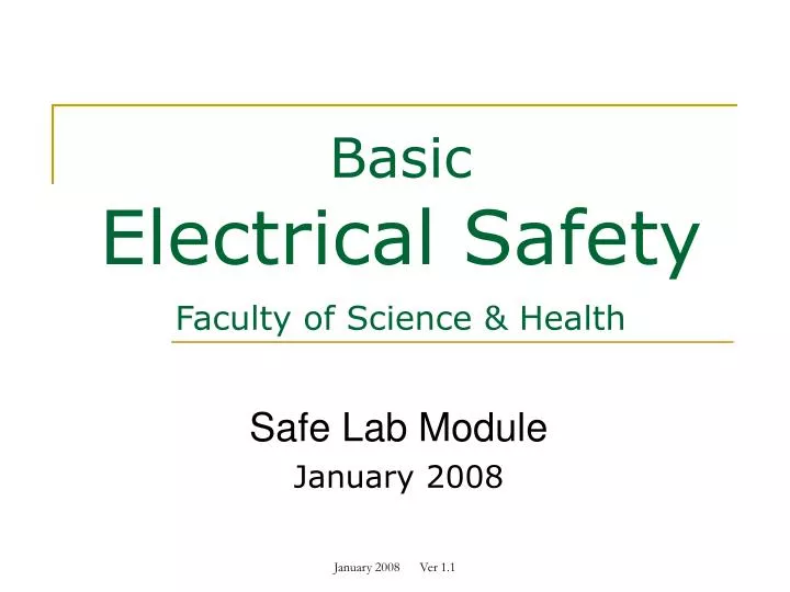 basic electrical safety faculty of science health