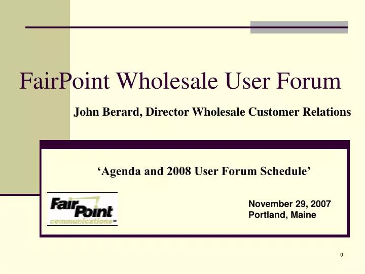 fairpoint wholesale user forum