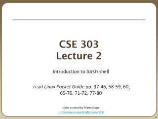 CSE 303 Lecture 2