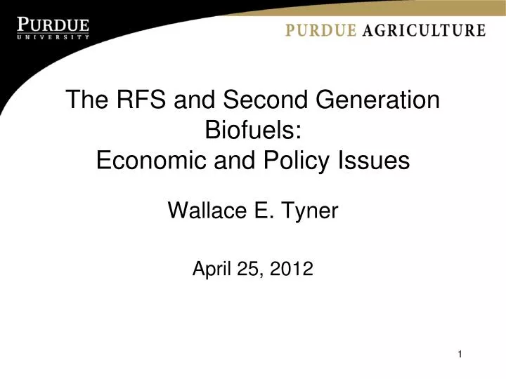 the rfs and second generation biofuels economic and policy issues