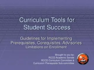 Curriculum Tools for Student Success