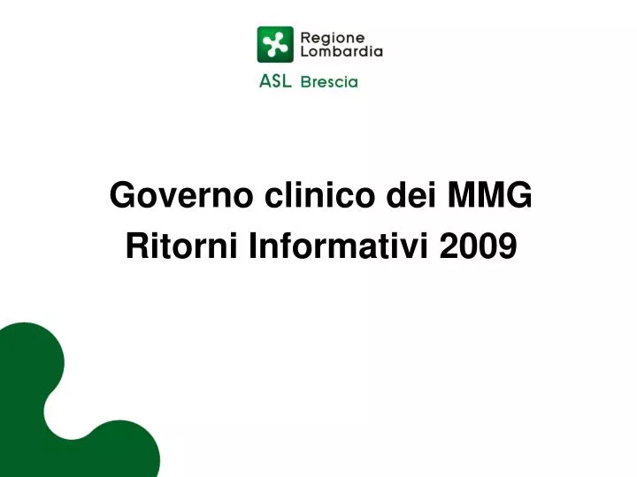 governo clinico dei mmg ritorni informativi 2009