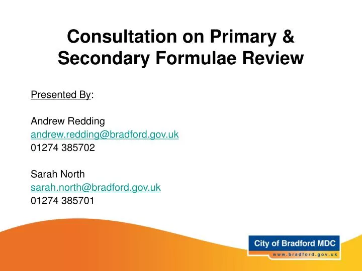 consultation on primary secondary formulae review