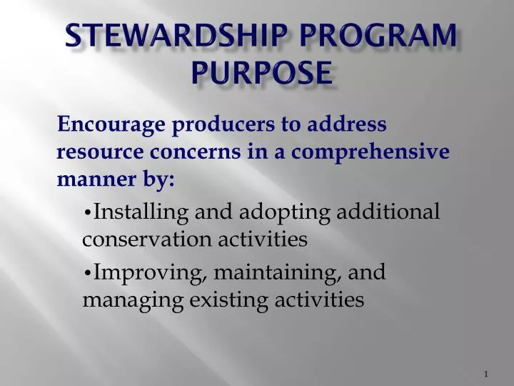 stewardship program purpose