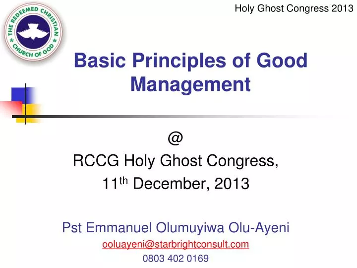 basic principles of good management