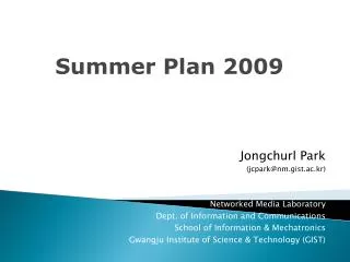 Summer Plan 2009