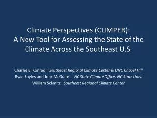Charles E. Konrad Southeast Regional Climate Center &amp; UNC Chapel Hill