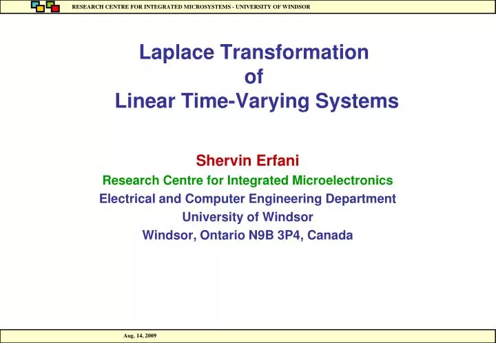 laplace transformation of linear time varying systems