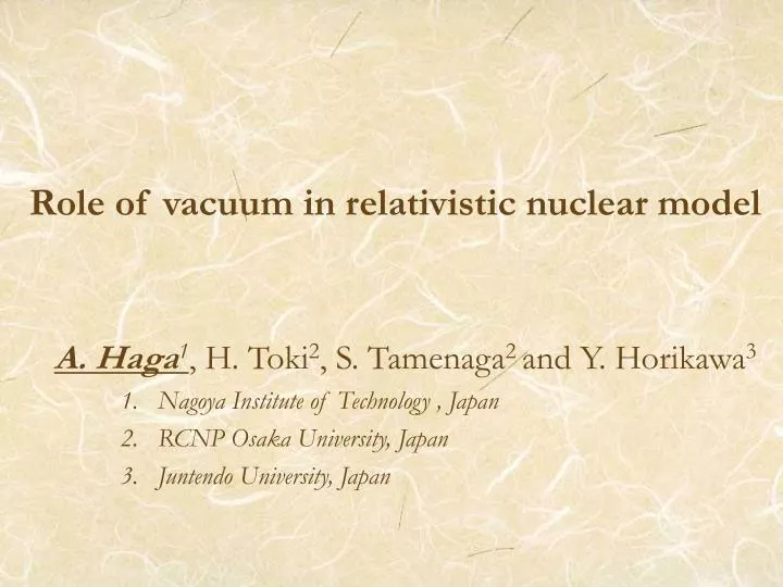 role of vacuum in relativistic nuclear model