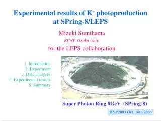 Experimental results of K + photoproduction at SPring-8/LEPS