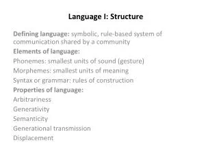 Language I: Structure