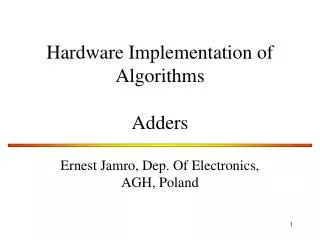 hardware implementation of algorithms adders