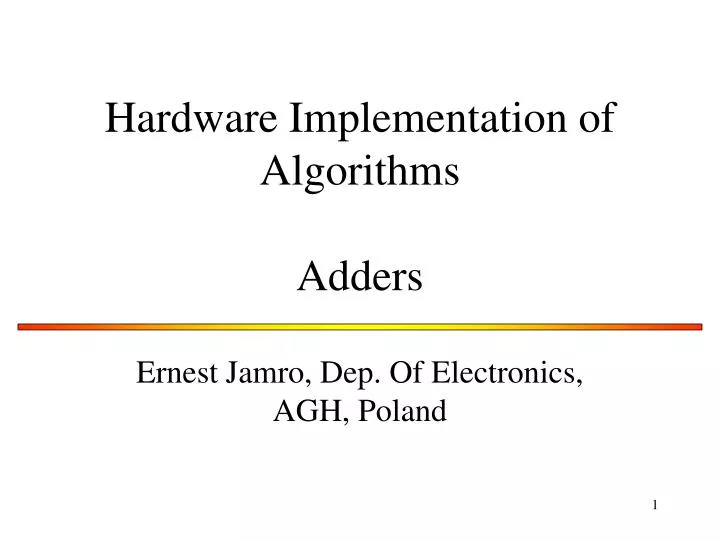 hardware implementation of algorithms adders