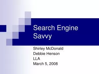 Search Engine Savvy