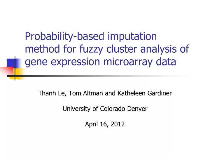 probability based imputation method for fuzzy cluster analysis of gene expression microarray data