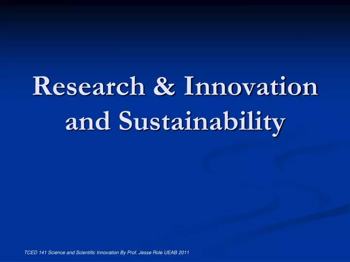 research innovation and sustainability