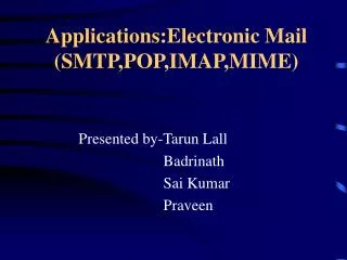Applications:Electronic Mail (SMTP,POP,IMAP,MIME)