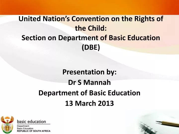 united nation s convention on the rights of the child section on department of basic education dbe