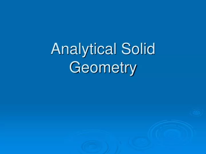 analytical solid geometry