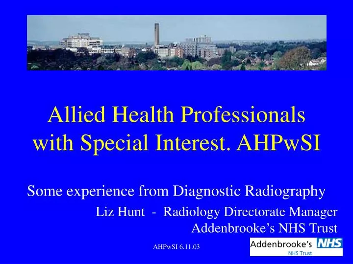 allied health professionals with special interest ahpwsi
