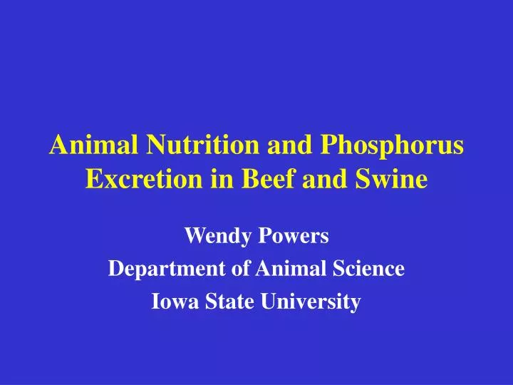 animal nutrition and phosphorus excretion in beef and swine