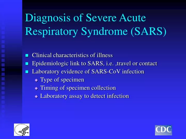 diagnosis of severe acute respiratory syndrome sars