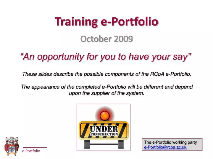 training e portfolio