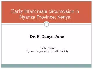 Early Infant male circumcision in Nyanza Province, Kenya