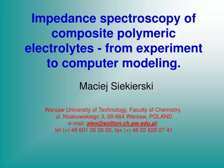 impedance spectroscopy of composite polymeric electrolytes from experiment to computer modeling