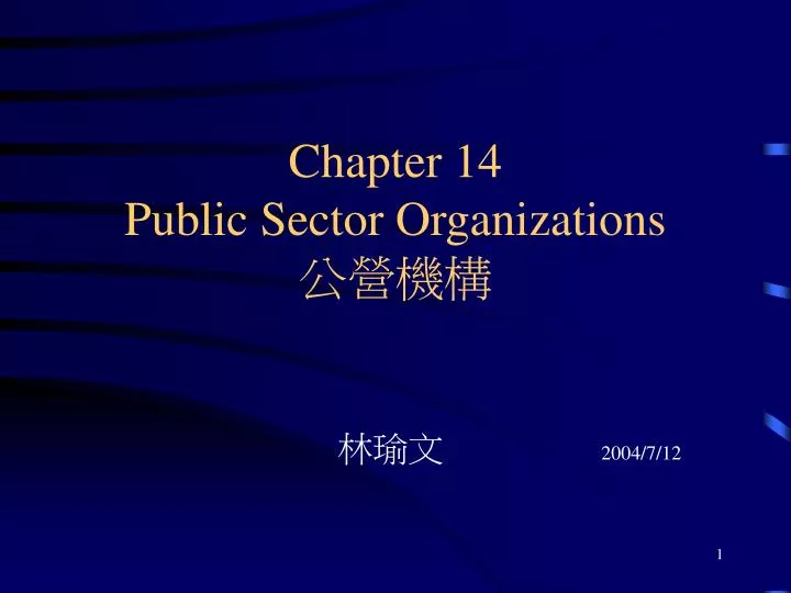 chapter 14 public sector organizations