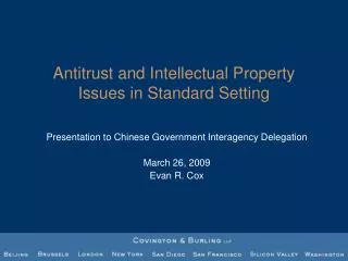 Antitrust and Intellectual Property Issues in Standard Setting